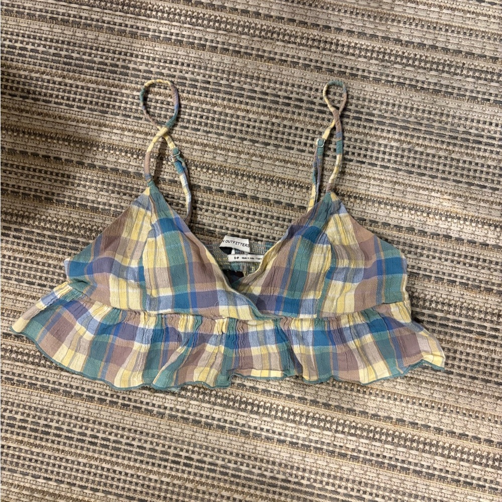 Urban Outfitters gingham plaid ruffle top